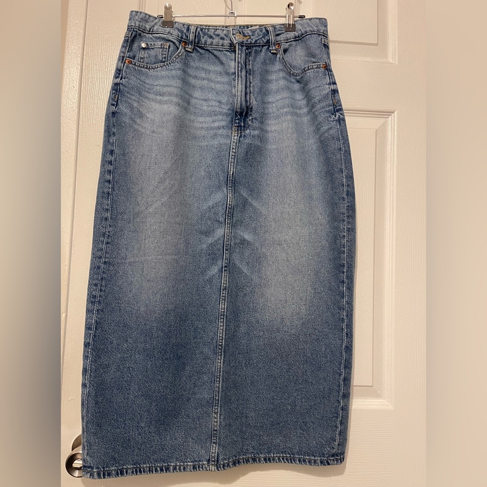 H&M Blue Denim Midi Long Skirt